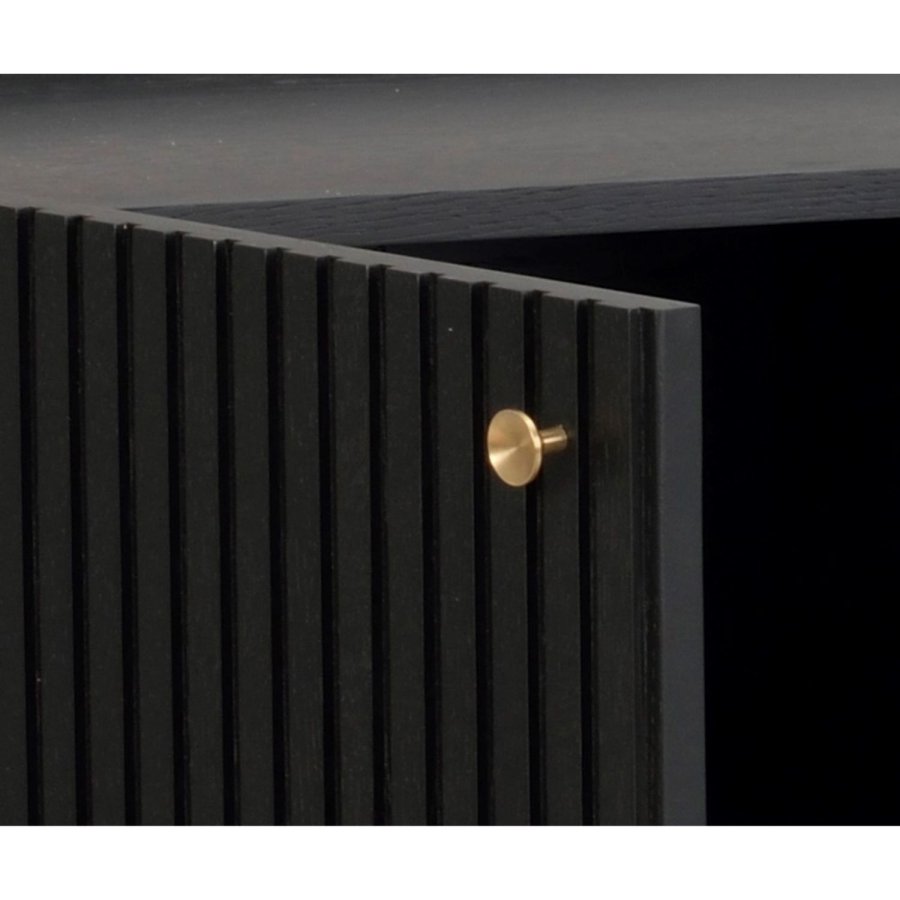 ROWICO Lancaster skjenk, m. 3 drer - svart tre og svart metall (160x75)