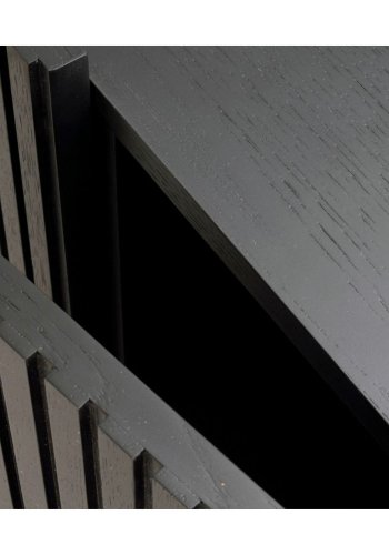 ROWICO Lancaster skjenk, m. 3 drer - svart tre og svart metall (160x75)