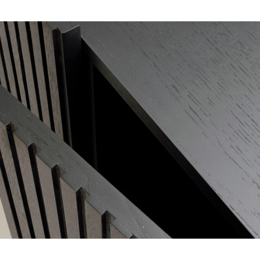 ROWICO Lancaster skjenk, m. 3 drer - svart tre og svart metall (160x75)