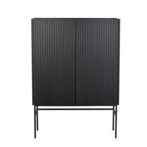 ROWICO Lancaster Skp, med 2 Luckor - Svart Trä och Svart Metall (100 x 40 cm)