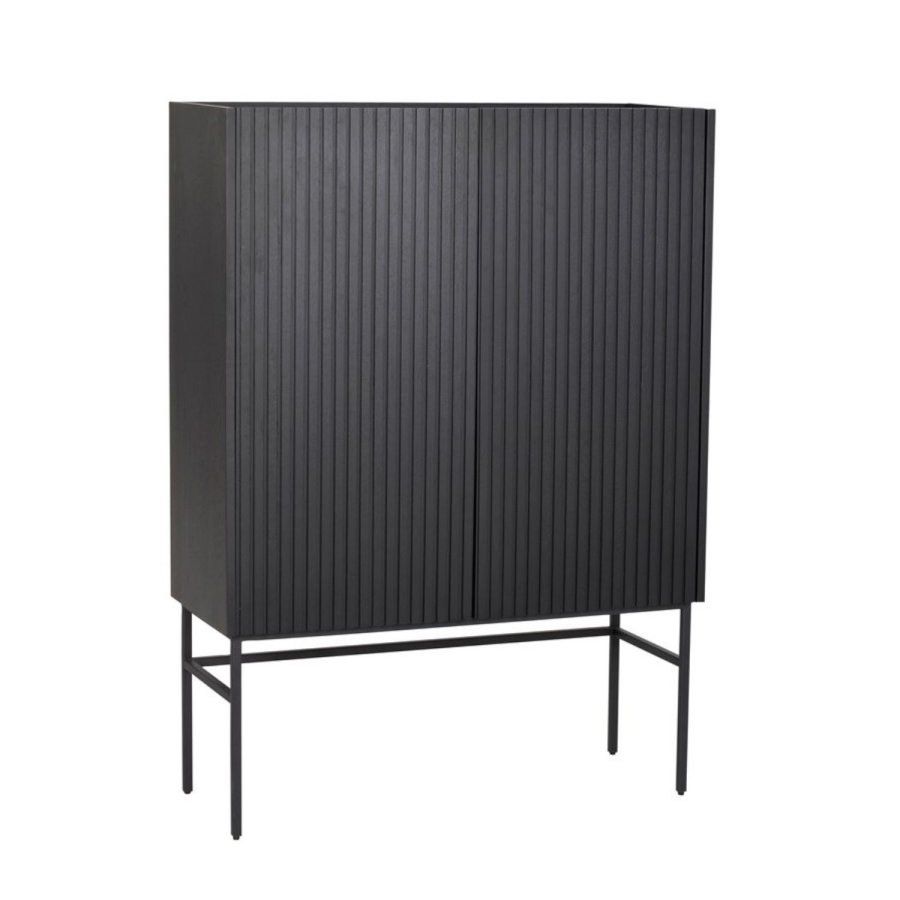 ROWICO Lancaster skap, m. 2 drer - svart tre og svart metall (100x40)