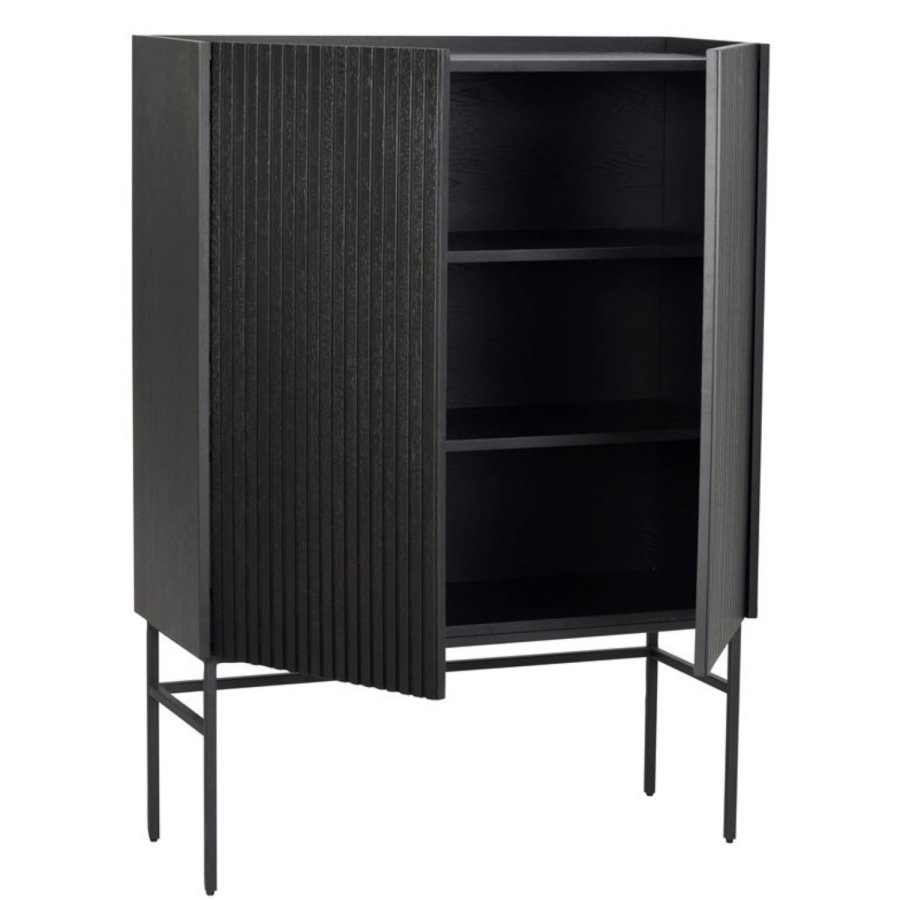 ROWICO Lancaster skap, m. 2 drer - svart tre og svart metall (100x40)