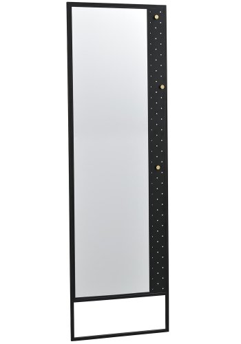 ROWICO Malone Golvspegel, med Guldknoppar - Spegelglas och Svart Metall (53 x 170 cm)