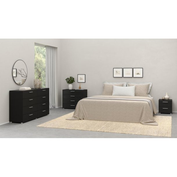 Pepe sengebord, m. 2 skuffer-sort folie og plastik 40x40,25