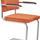 ZUIVER Ridge Rib Kink spisebordstol, m armlener - oransje flyel polyester/nylon og slv krom