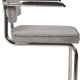 ZUIVER Ridge Rib Kink spisebordstol, m armlener - lys gr flyels polyester/nylon og slv krom