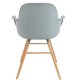 ZUIVER Albert Kuip lenestol, med armlener - lys gr plast og naturlig ask