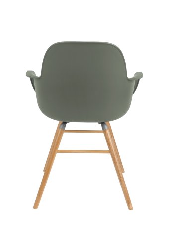 ZUIVER Albert Kuip lenestol, med armlener - grnn plast og naturlig ask