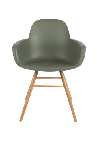 ZUIVER Albert Kuip lenestol, med armlener - grnn plast og naturlig ask