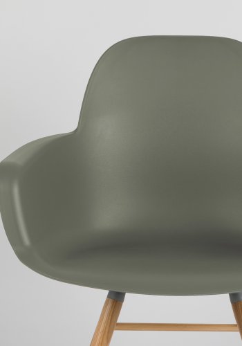 ZUIVER Albert Kuip lenestol, med armlener - grnn plast og naturlig ask