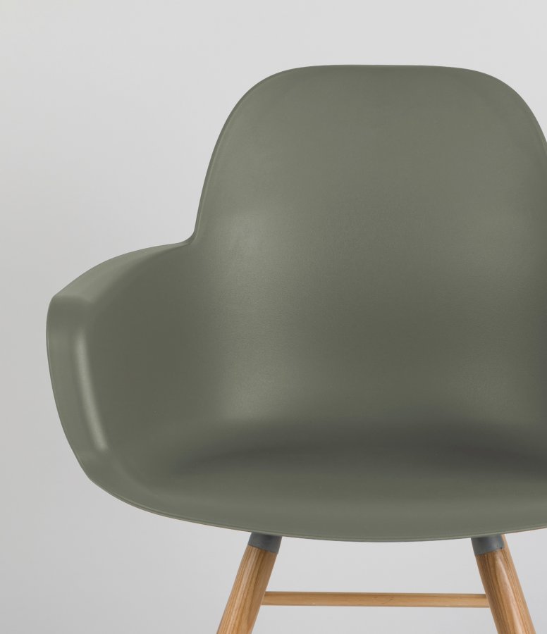 ZUIVER Albert Kuip lenestol, med armlener - grnn plast og naturlig ask