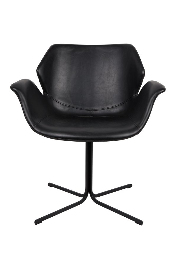 ZUIVER Nikki lenestol, med armlener - sort PU og sort stl