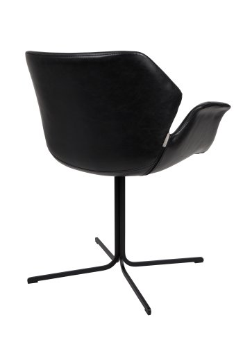 ZUIVER Nikki lenestol, med armlener - sort PU og sort stl