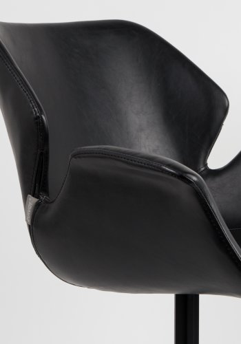 ZUIVER Nikki lenestol, med armlener - sort PU og sort stl