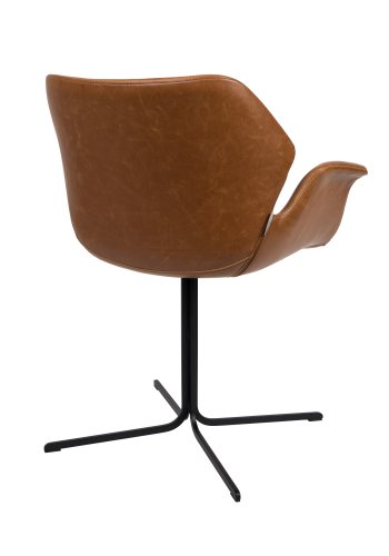 ZUIVER Nikki lenestol, med armlener - brun PU og sort stl