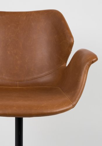 ZUIVER Nikki lenestol, med armlener - brun PU og sort stl