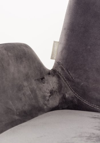 ZUIVER Brit lenestol, med armlener - mrkegr flyelspolyester og sort stl