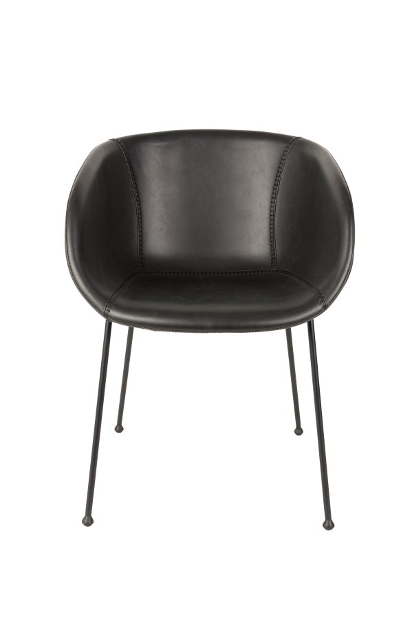 ZUIVER Feston lenestol, med armlener - sort PU og sort stl