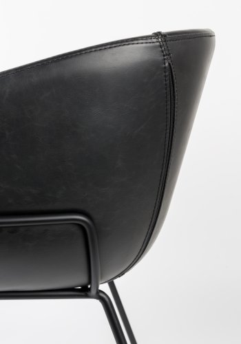 ZUIVER Feston lenestol, med armlener - sort PU og sort stl