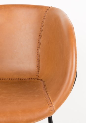 ZUIVER Feston lenestol, med armlener - brun PU og sort stl