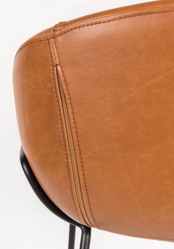 ZUIVER Feston lenestol, med armlener - brun PU og sort stl