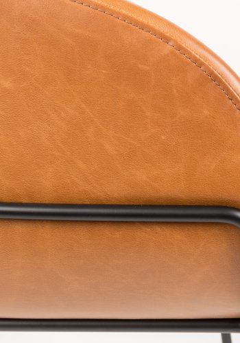 ZUIVER Feston lenestol, med armlener - brun PU og sort stl