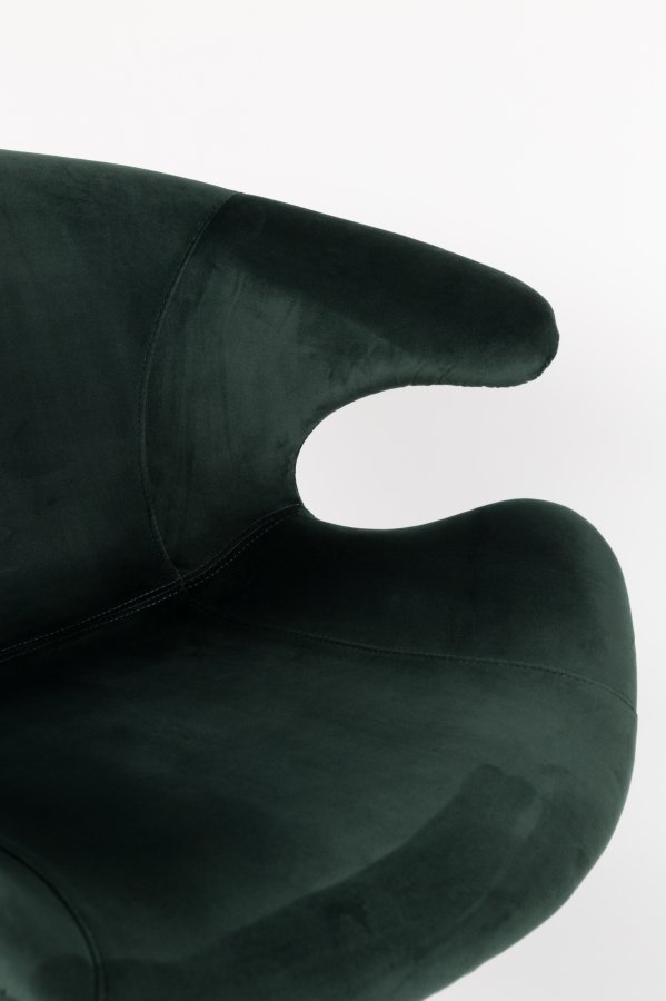 ZUIVER Mia spisebordsstol, med armlener - grnn flyelspolyester og sort metall