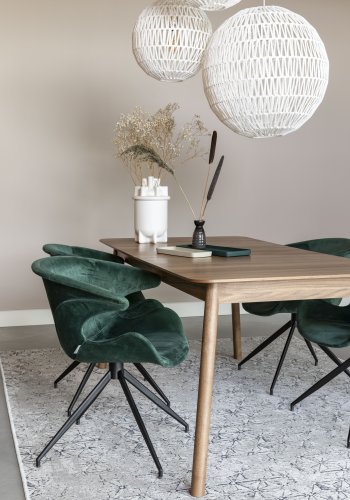 ZUIVER Mia spisebordsstol, med armlener - grnn flyelspolyester og sort metall