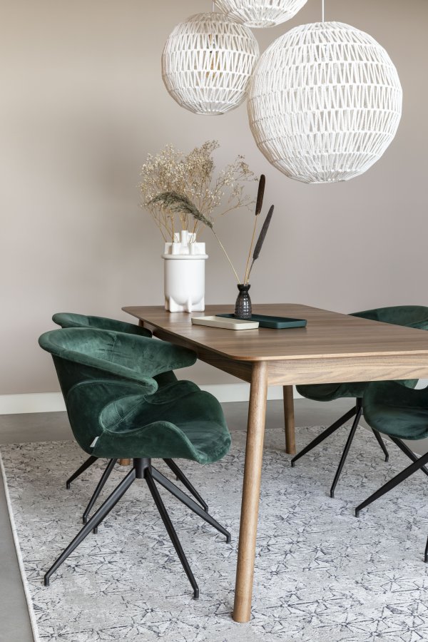 ZUIVER Mia spisebordsstol, med armlener - grnn flyelspolyester og sort metall