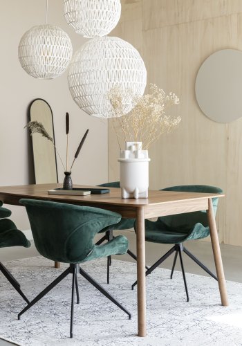 ZUIVER Mia spisebordsstol, med armlener - grnn flyelspolyester og sort metall