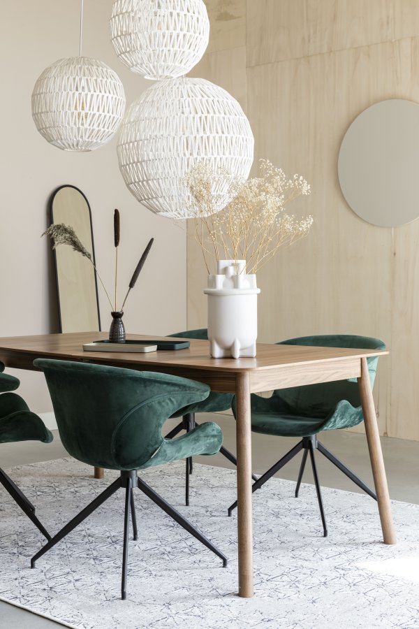 ZUIVER Mia spisebordsstol, med armlener - grnn flyelspolyester og sort metall