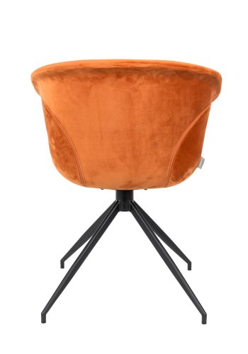ZUIVER Mia spisebordsstol, med armlener - oransje flyelspolyester og sort metall
