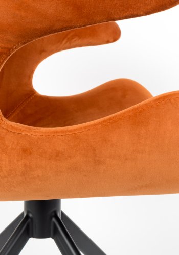 ZUIVER Mia spisebordsstol, med armlener - oransje flyelspolyester og sort metall