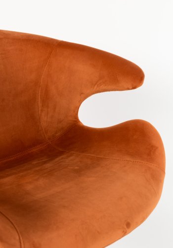 ZUIVER Mia spisebordsstol, med armlener - oransje flyelspolyester og sort metall