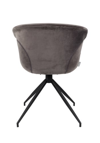 ZUIVER Mia spisebordsstol, med armlener - gr flyelspolyester og sort metall