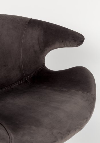 ZUIVER Mia spisebordsstol, med armlener - gr flyelspolyester og sort metall