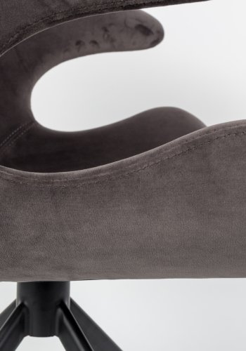 ZUIVER Mia spisebordsstol, med armlener - gr flyelspolyester og sort metall