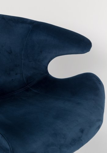 ZUIVER Mia spisebordsstol, med armlener - bl flyels polyester og sort metall