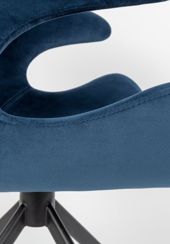 ZUIVER Mia spisebordsstol, med armlener - bl flyels polyester og sort metall