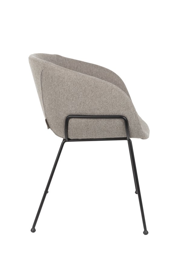 ZUIVER Feston lenestol, med armlener - gr polyester og sort stl