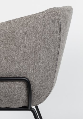 ZUIVER Feston lenestol, med armlener - gr polyester og sort stl