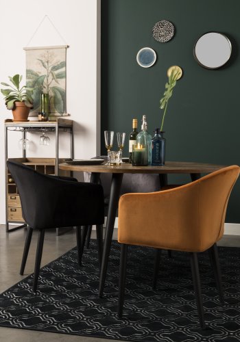 WHITE LABEL LIVING Catelyn spisebordstol, m armlener - oransje stoff og metall