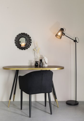 WHITE LABEL LIVING Catelyn spisebordsstol, med armlener - sort stoff og metall