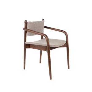 DUTCHBONE Torrance spisebordsstol, m. armln - brun polyester og brun tr