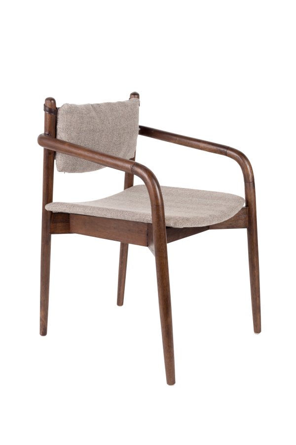 DUTCHBONE Torrance spisebordstol, m armlener - brun polyester og brunt tre