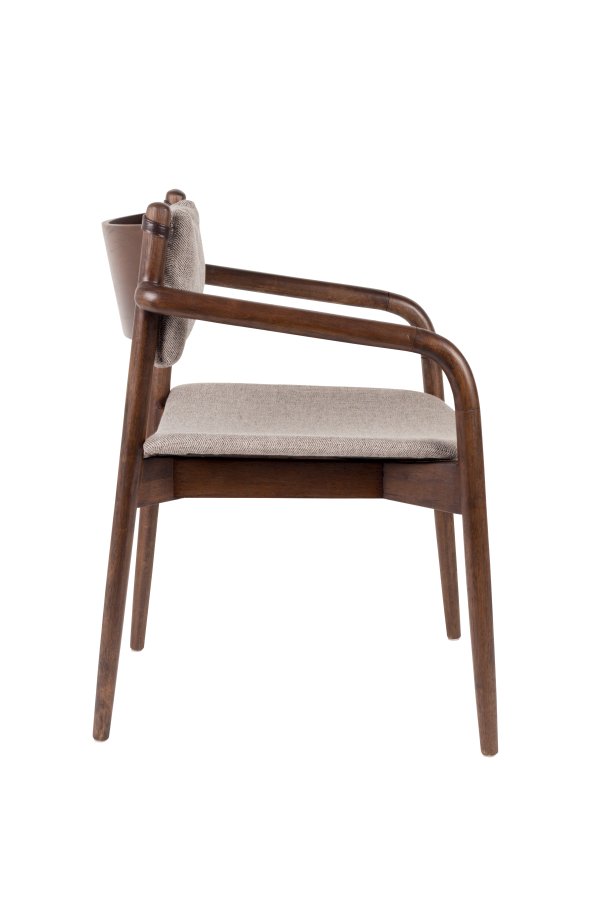 DUTCHBONE Torrance spisebordstol, m armlener - brun polyester og brunt tre
