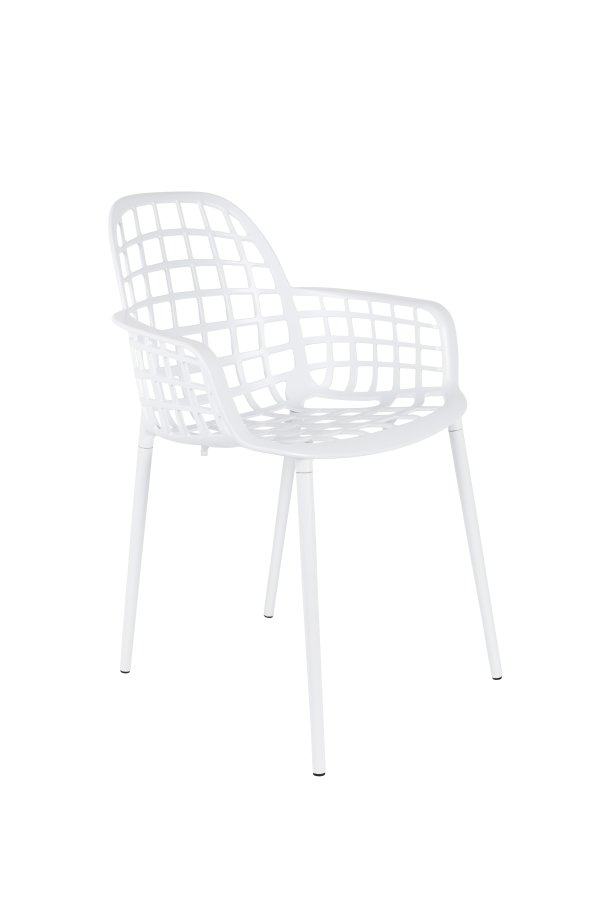 ZUIVER Albert Kuip hagestol, med armlener, stabelbar - hvit aluminium