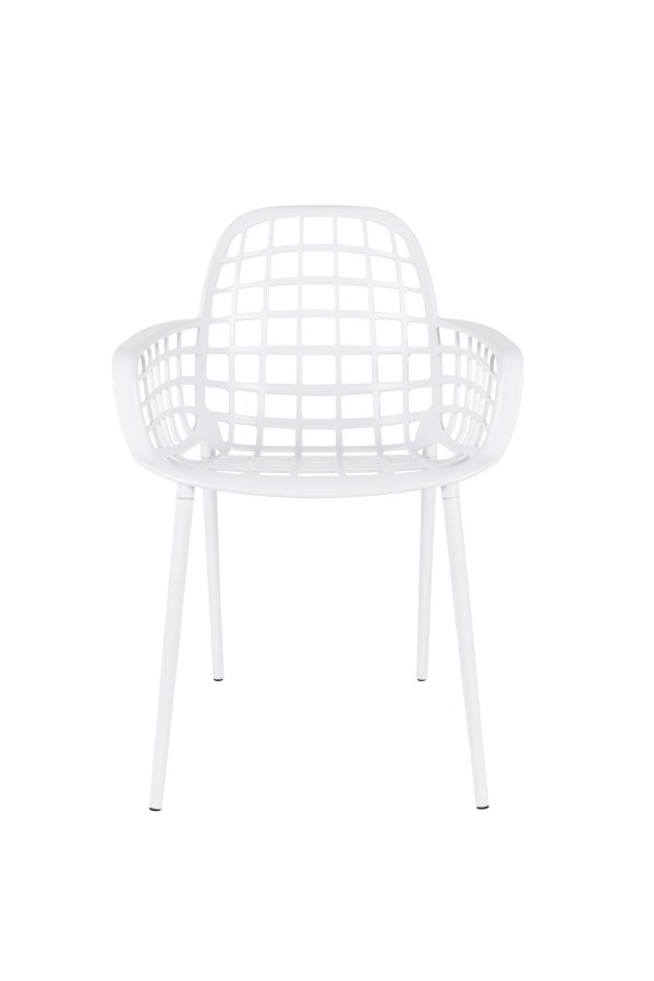 ZUIVER Albert Kuip hagestol, med armlener, stabelbar - hvit aluminium