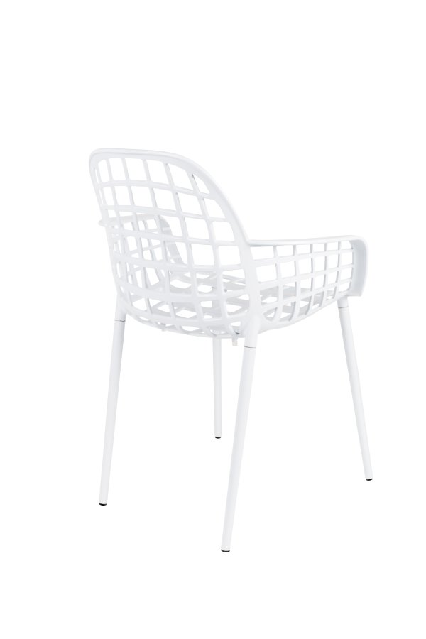 ZUIVER Albert Kuip hagestol, med armlener, stabelbar - hvit aluminium