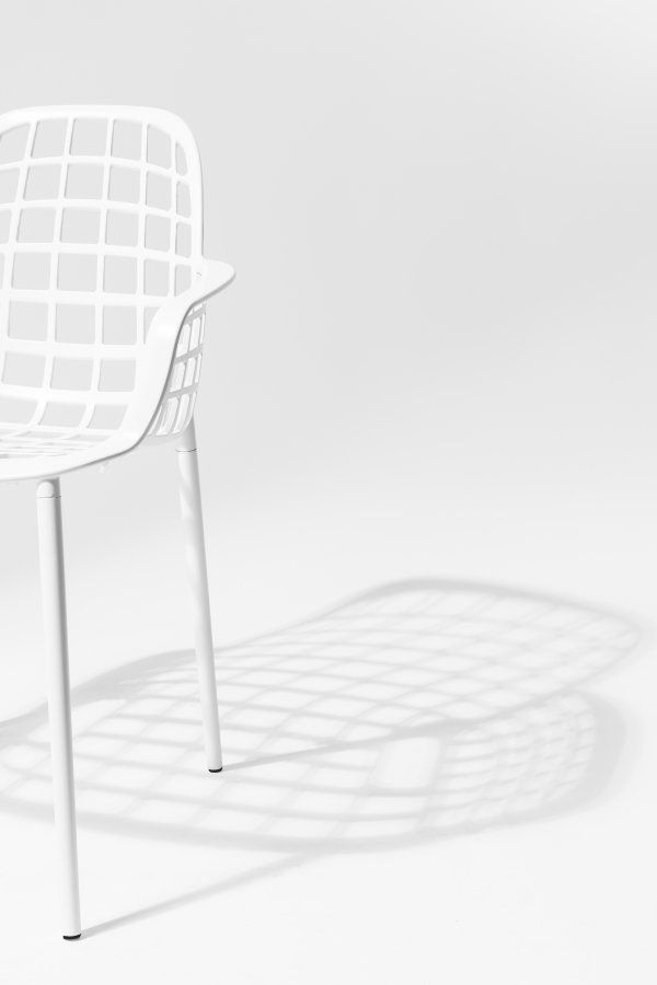 ZUIVER Albert Kuip hagestol, med armlener, stabelbar - hvit aluminium